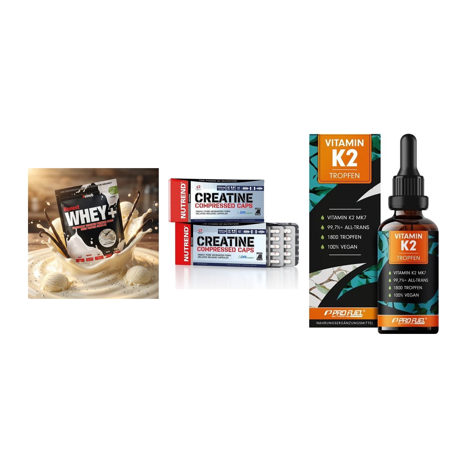 Einsteiger-Set: Sinob Honest + Nutrend Creatine + ProFuel Vitamin – alle enthaltenen Artikel