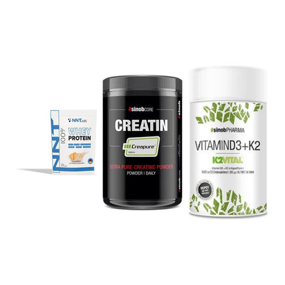 Einsteiger-Set: NNT Whey + Sinob Creatin + Sinob Vitamin D3 – alle enthaltenen Artikel
