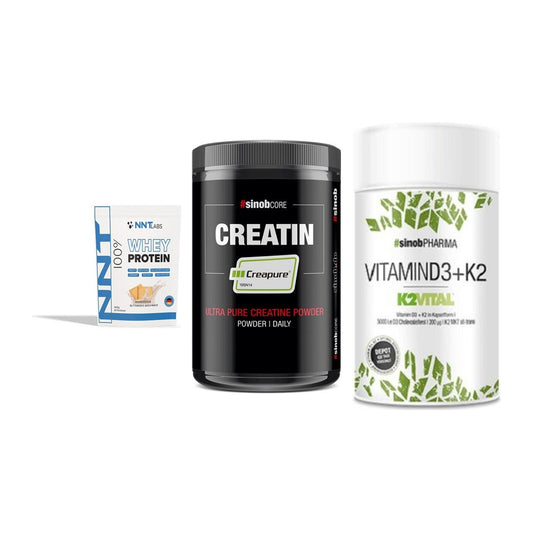Einsteiger-Set: NNT Whey + Sinob Creatin + Sinob Vitamin D3 – alle enthaltenen Artikel