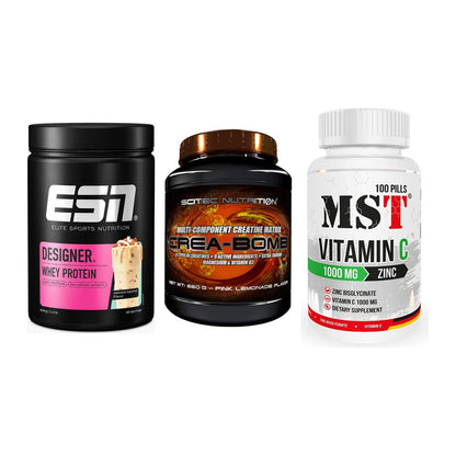 Einsteiger-Set: ESN Designer + Scitec Crea-Bomb + MST Vitamin C – alle enthaltenen Artikel
