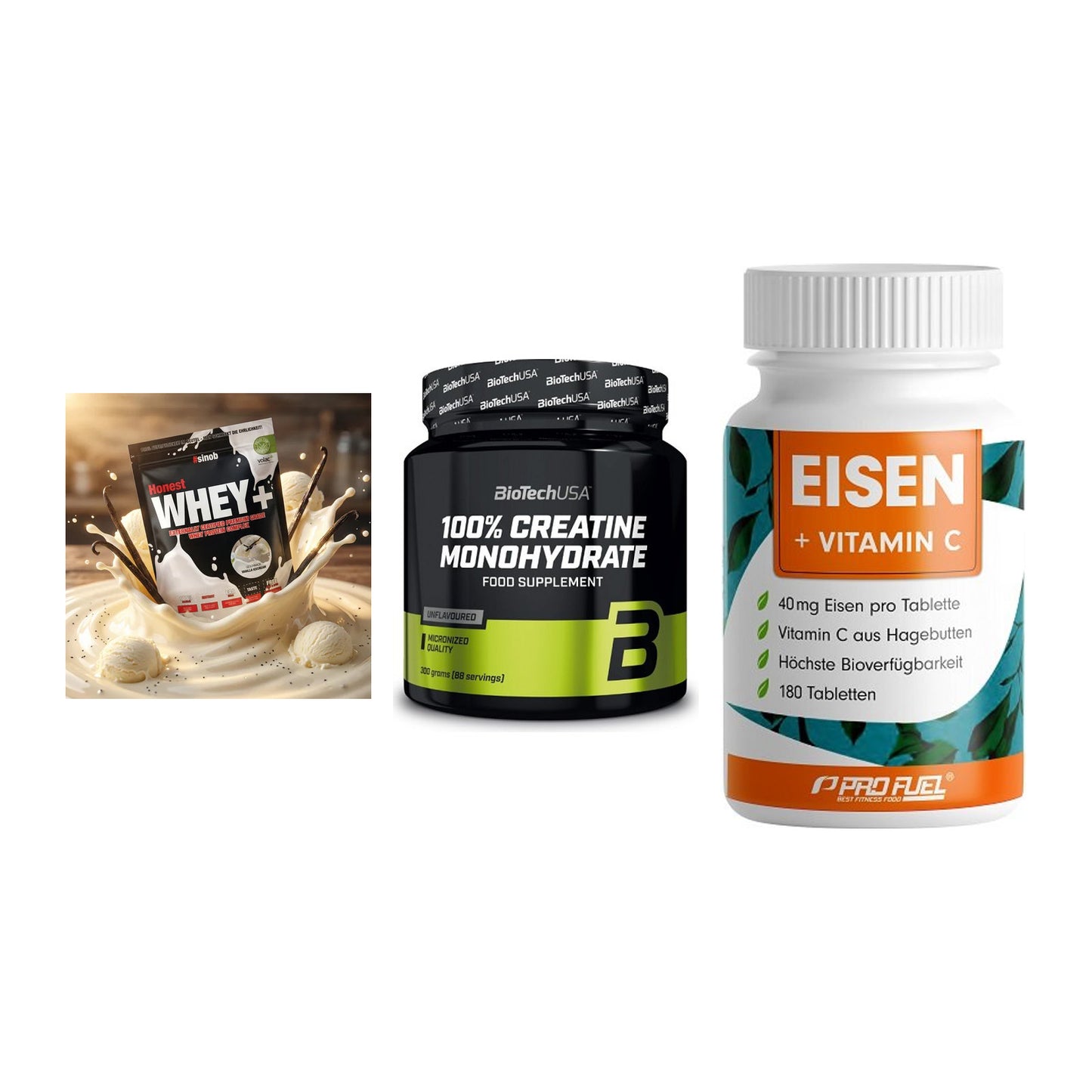 Einsteiger-Set: Sinob Honest + BioTech Creatine + ProFuel EISEN – alle enthaltenen Artikel