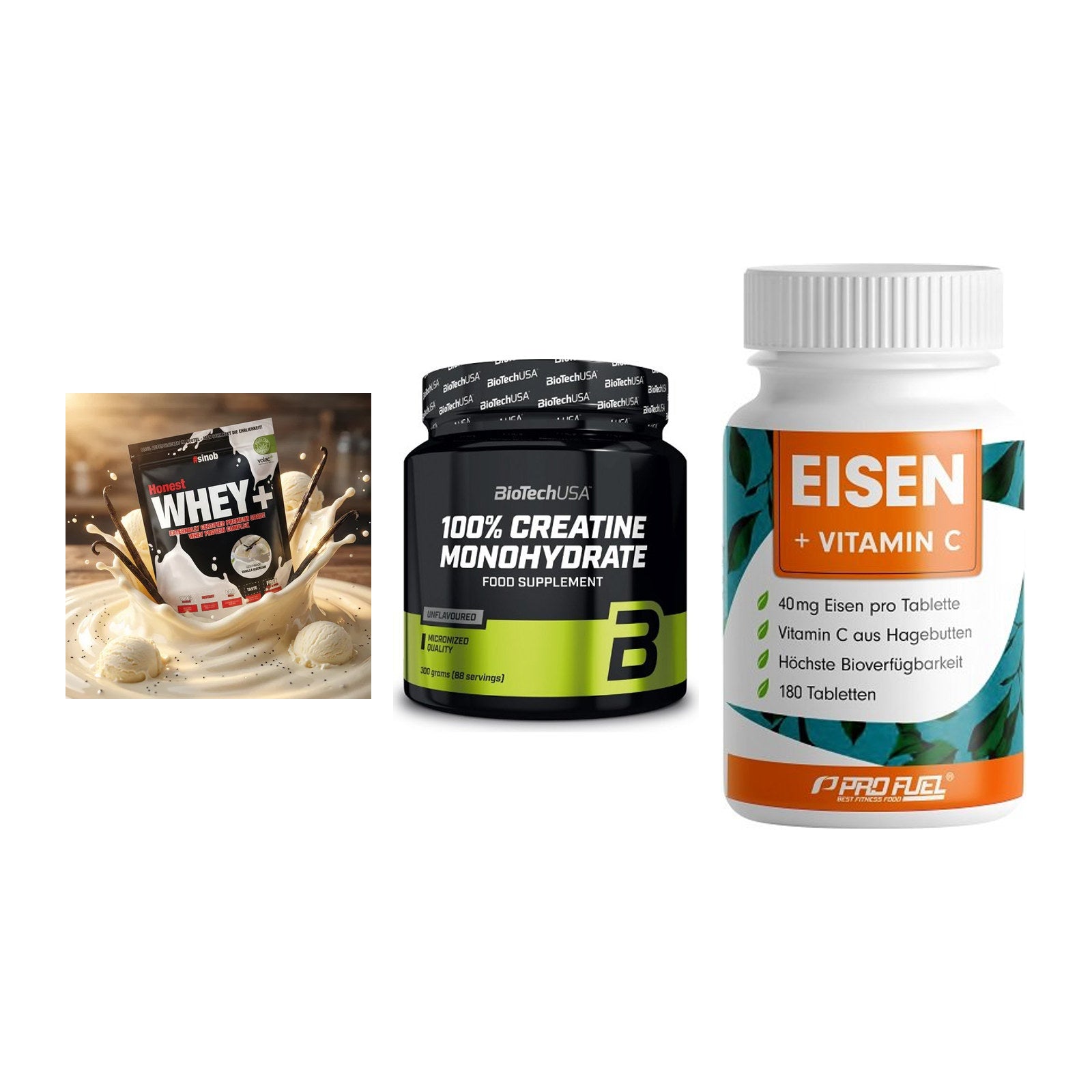 Einsteiger-Set: Sinob Honest + BioTech Creatine + ProFuel EISEN – alle enthaltenen Artikel