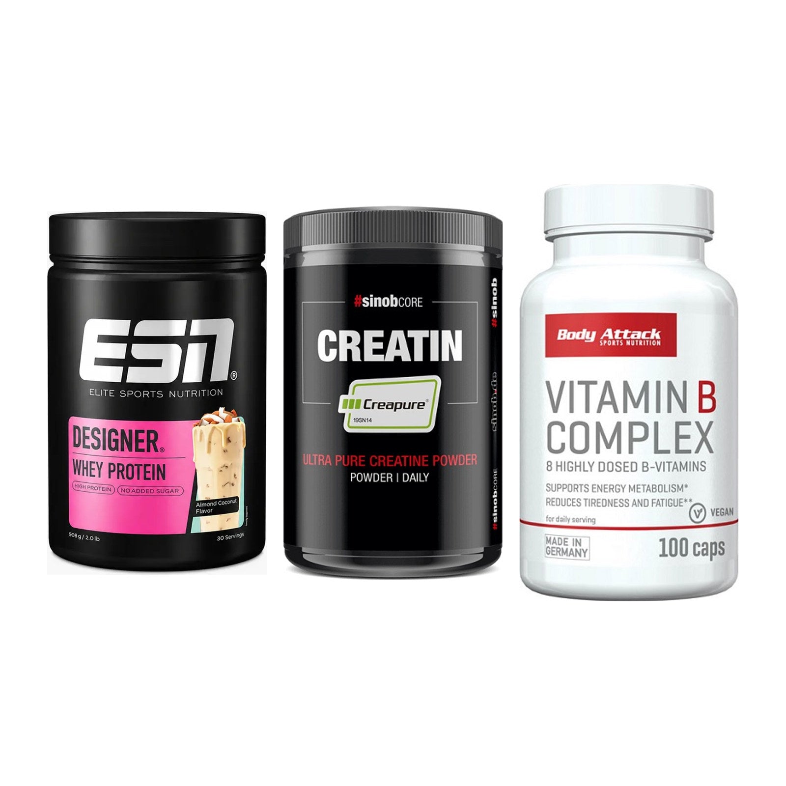 Einsteiger-Set: ESN Designer + Sinob Creatin + Body Attack – alle enthaltenen Artikel