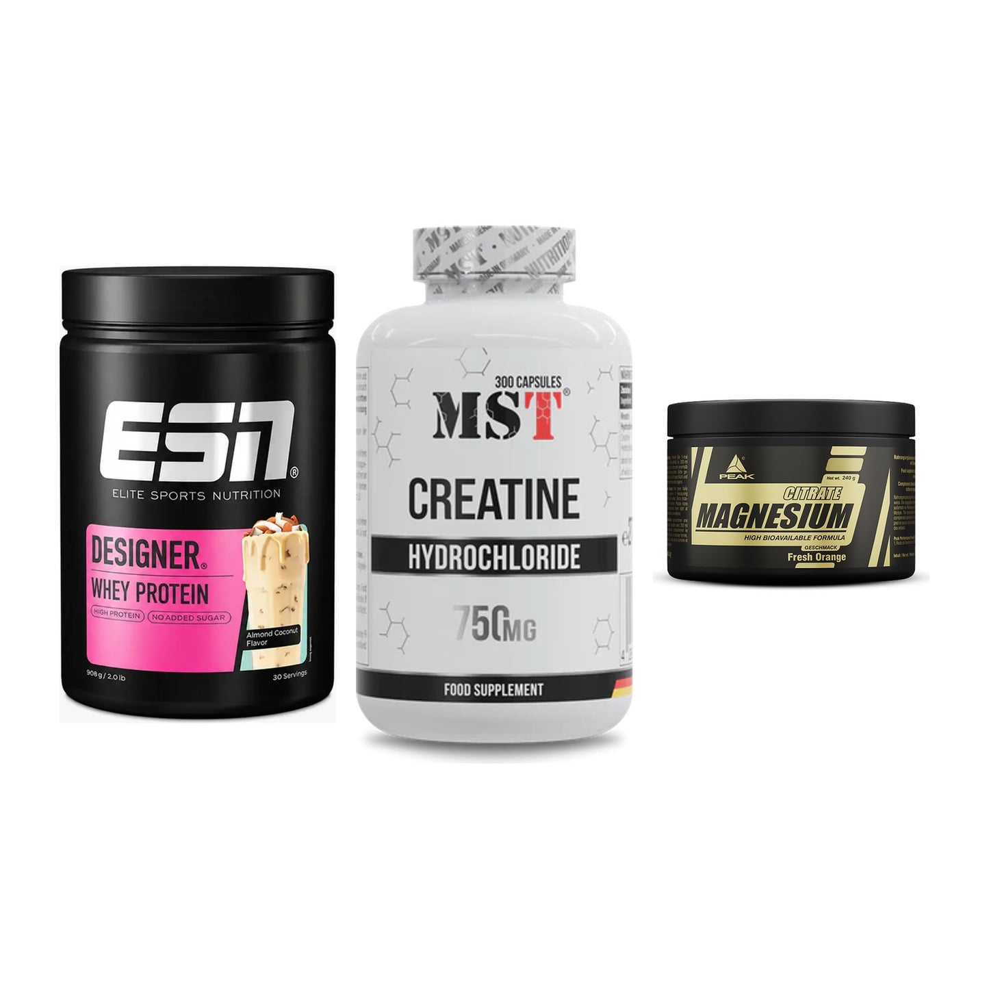 Einsteiger-Set: ESN Designer + MST Creatine HCL + Peak Magnesium – alle enthaltenen Artikel