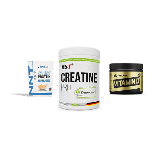Einsteiger-Set: NNT Whey + MST Creatin Pro + Peak Vitamin D – alle enthaltenen Artikel