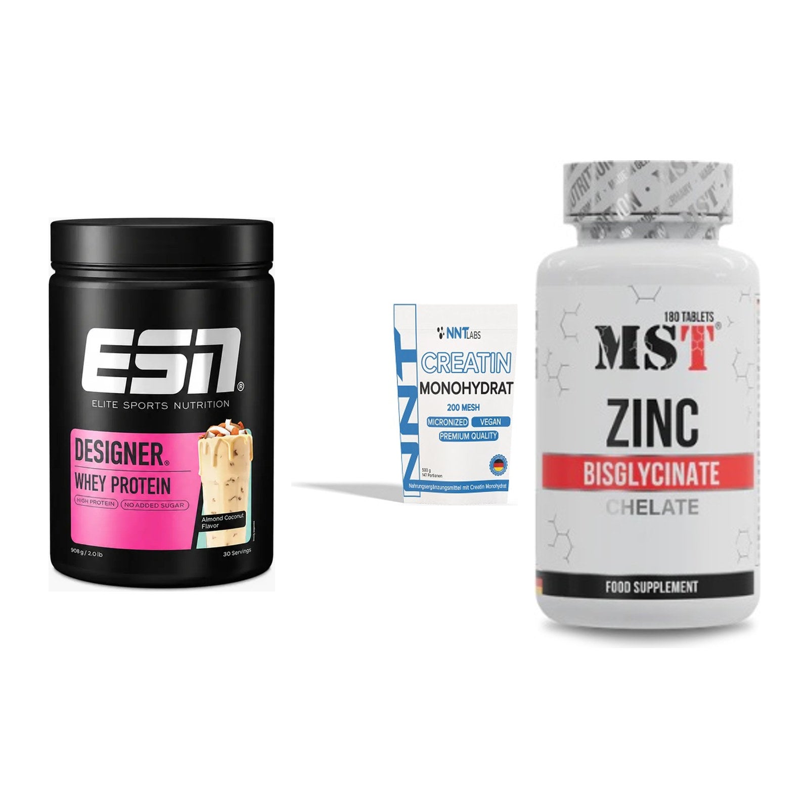 Einsteiger-Set: ESN Designer + NNT Creatin + MST Zinc Chelate – alle enthaltenen Artikel