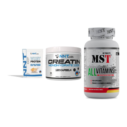 Einsteiger-Set: NNT Whey + NNT Creatin 1000 + MST All Vitamins – alle enthaltenen Artikel