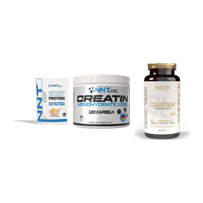 Einsteiger-Set: NNT Whey + NNT Creatin 1000 + Evolite Nutritio – alle enthaltenen Artikel