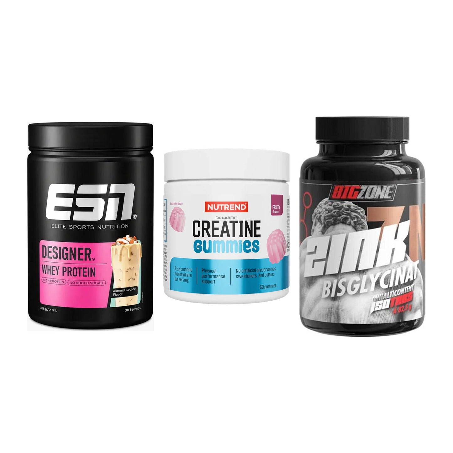 Einsteiger-Set: ESN Designer + Nutrend Creatine + Big Zone Zink – alle enthaltenen Artikel