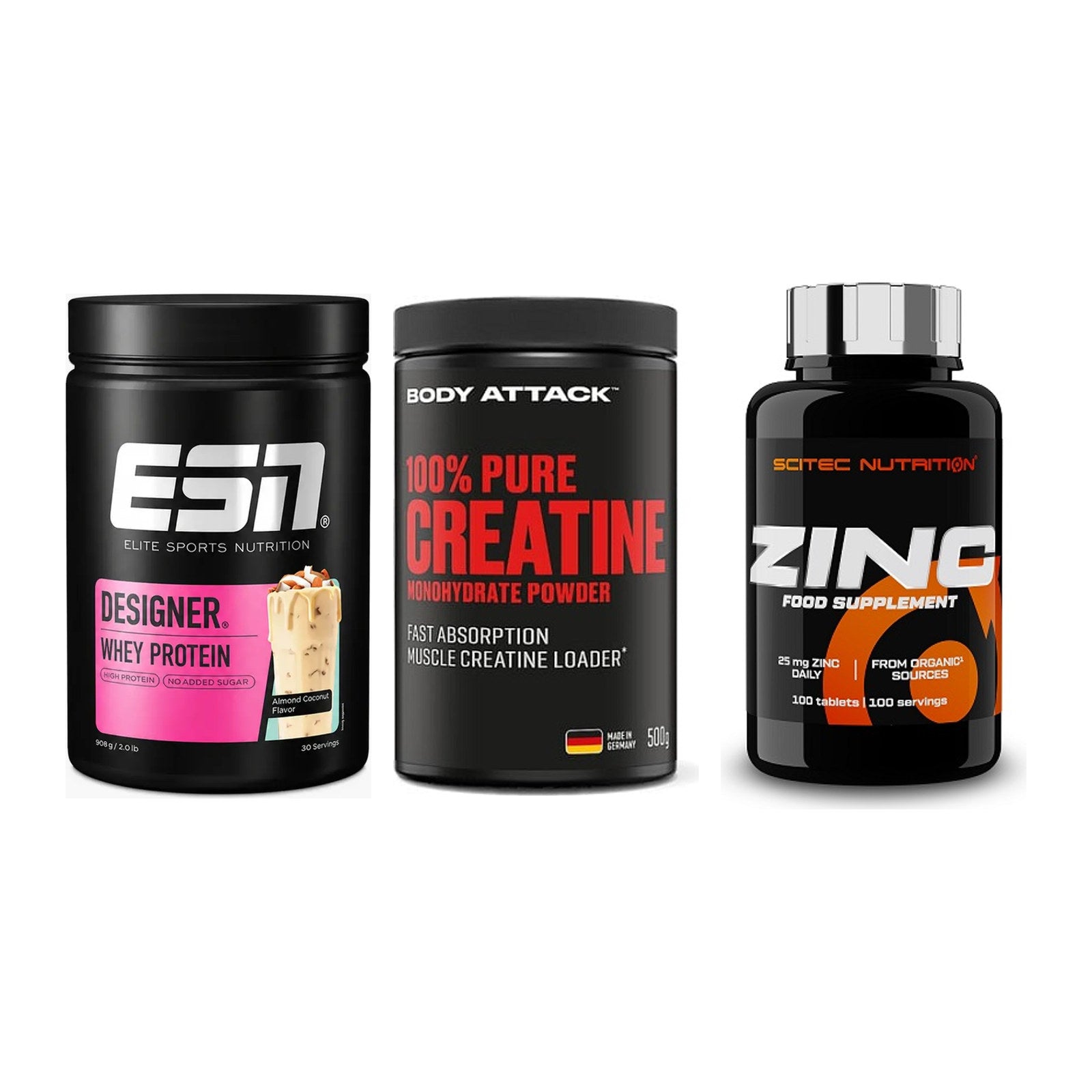 Einsteiger-Set: ESN Designer + Body Attack 100% + Scitec Zinc – alle enthaltenen Artikel