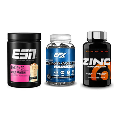 Einsteiger-Set: ESN Designer + EFX Kre-Alkalyn + Scitec Zinc – alle enthaltenen Artikel