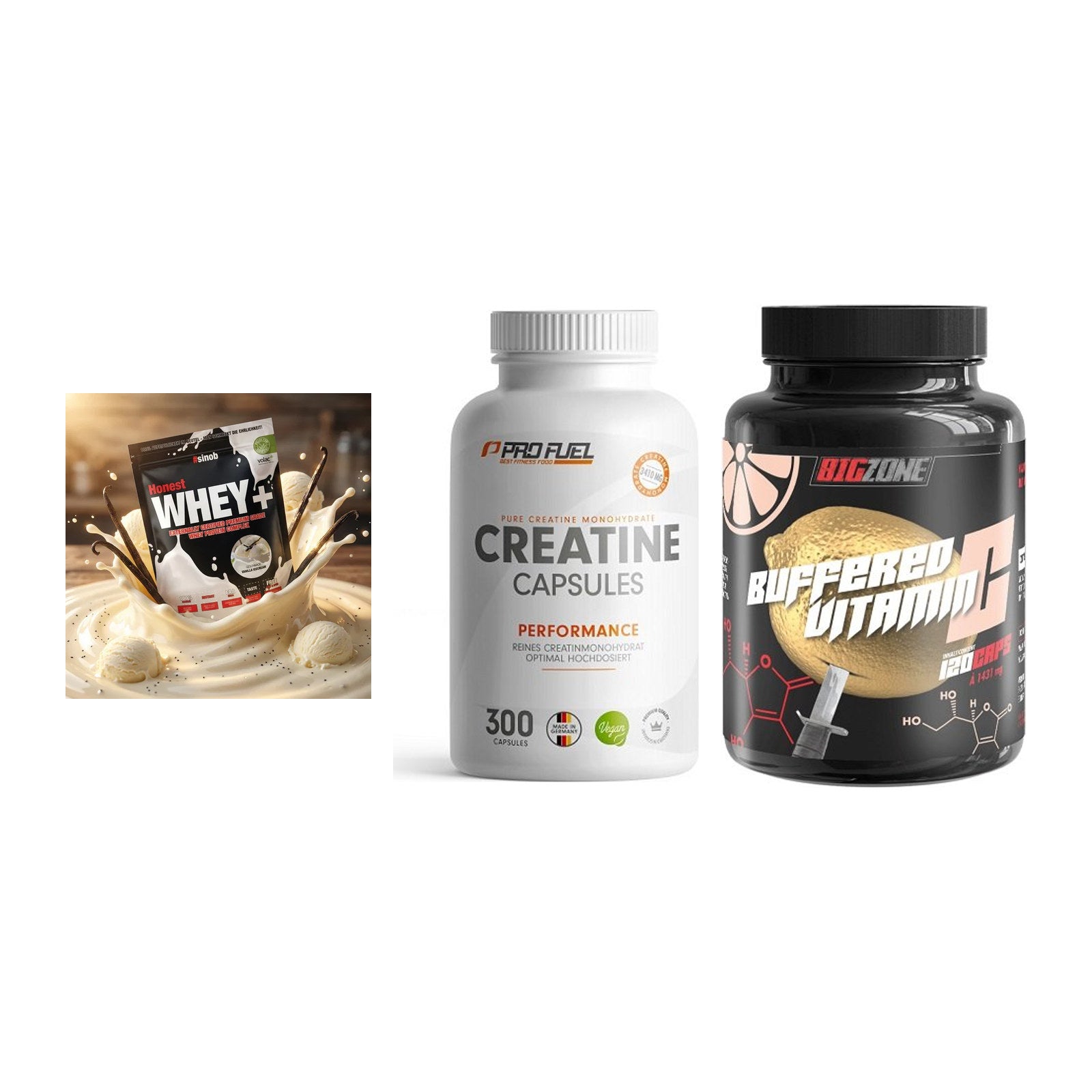 Einsteiger-Set: Sinob Honest + ProFuel Creatine + Big Zone Buffere – alle enthaltenen Artikel