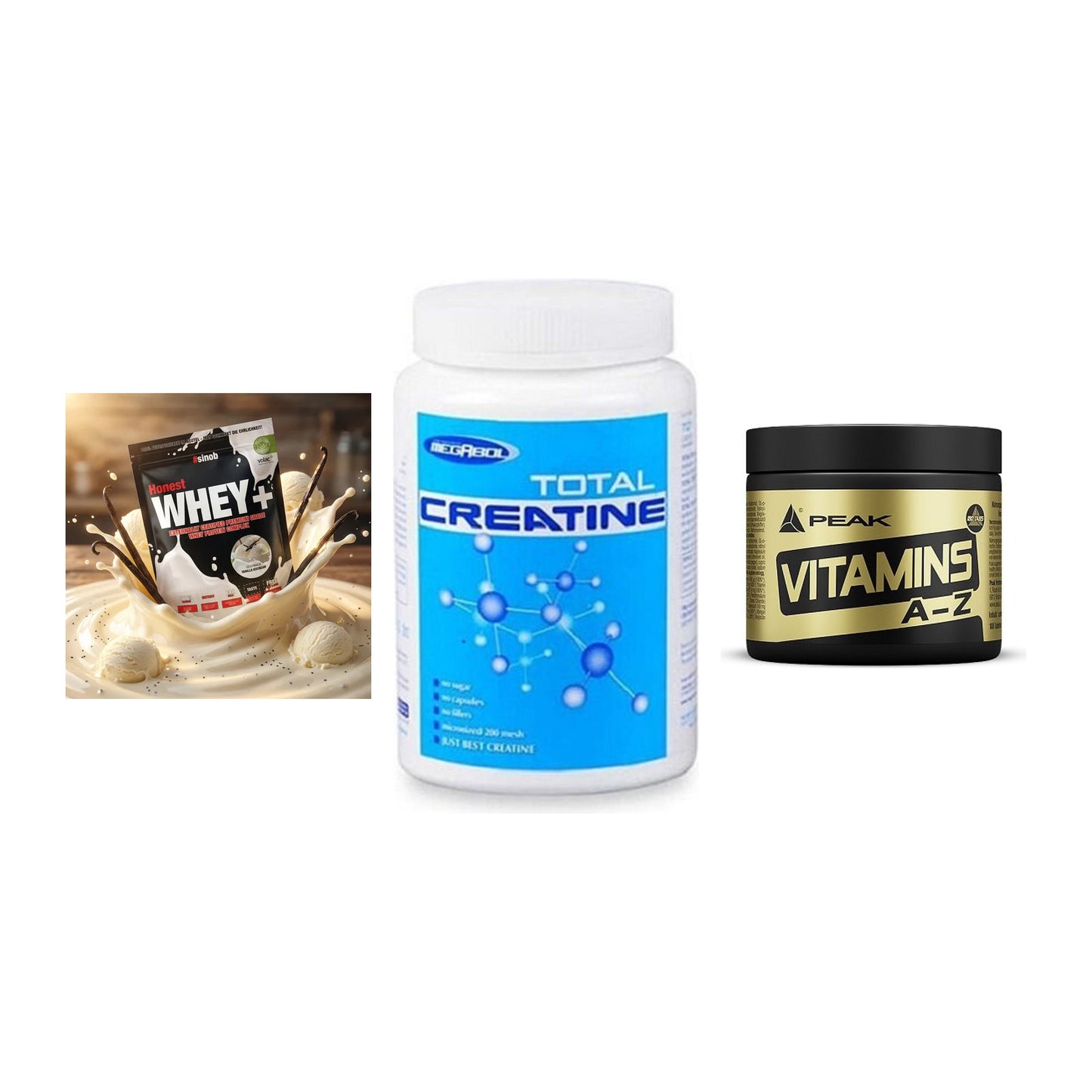 Einsteiger-Set: Sinob Honest + Megabol Total + Peak Vitamin A-Z – alle enthaltenen Artikel