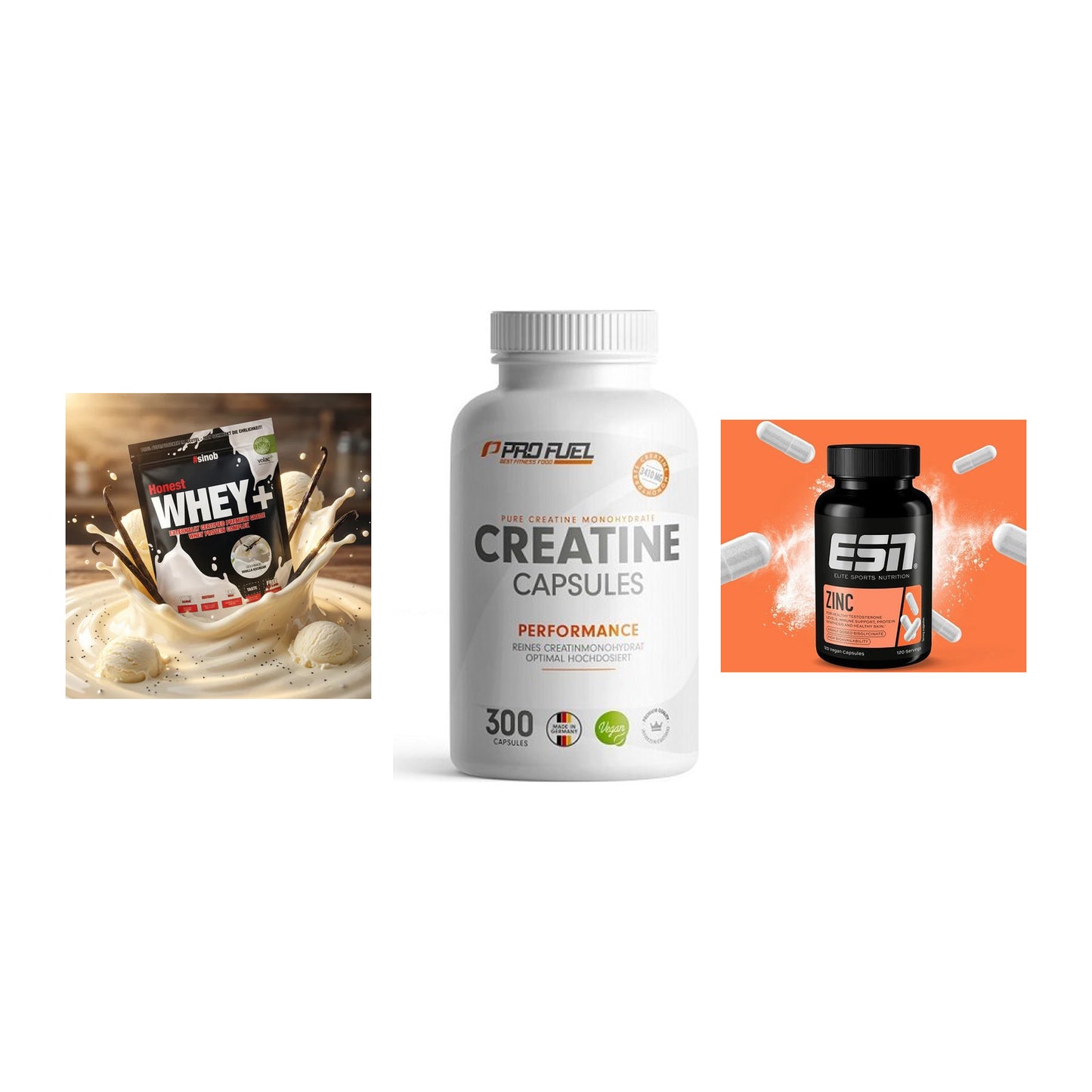 Einsteiger-Set: Sinob Honest + ProFuel Creatine + ESN Zinc – alle enthaltenen Artikel