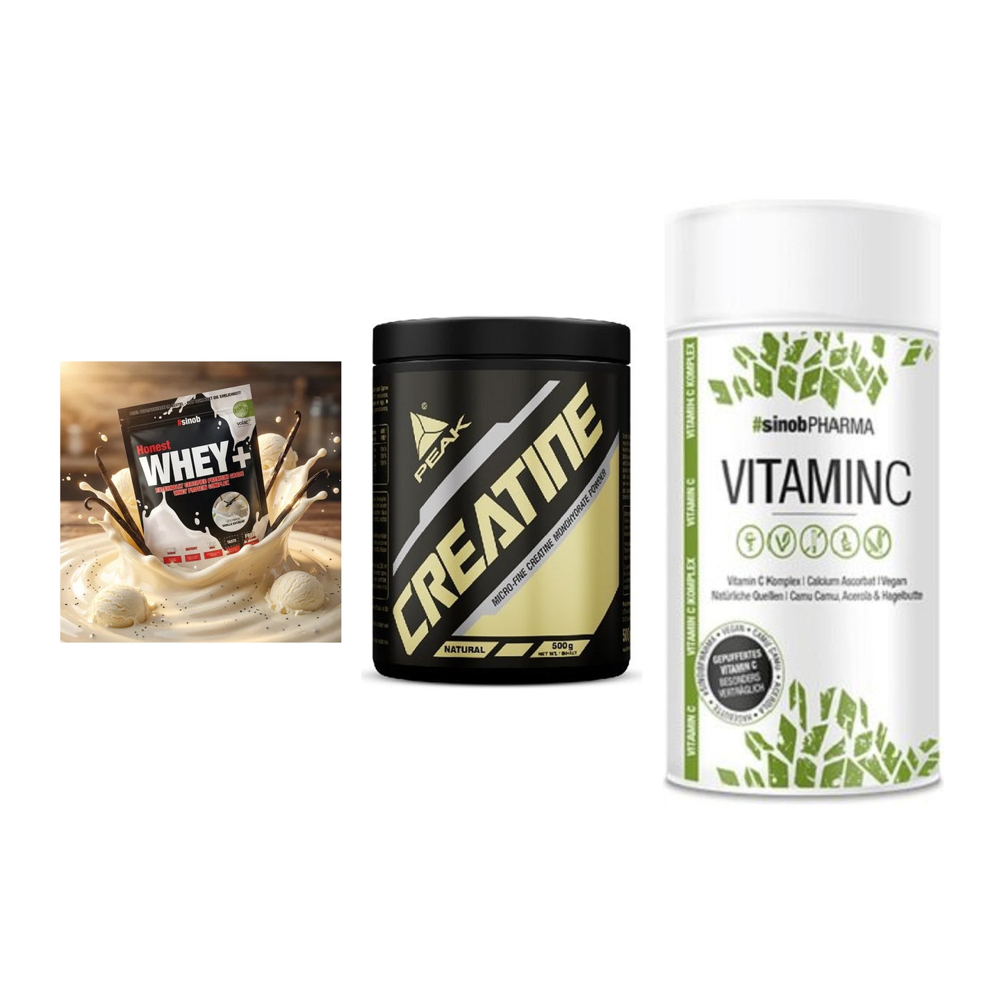 Einsteiger-Set: Sinob Honest + Peak Creatin + Sinob Vitamin C – alle enthaltenen Artikel
