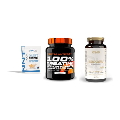 Einsteiger-Set: NNT Whey + Scitec Creatine + Evolite Nutritio – alle enthaltenen Artikel