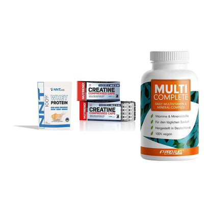 Einsteiger-Set: NNT Whey + Nutrend Creatine + ProFuel MULTI – alle enthaltenen Artikel