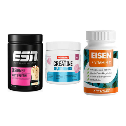 Einsteiger-Set: ESN Designer + Nutrend Creatine + ProFuel EISEN – alle enthaltenen Artikel