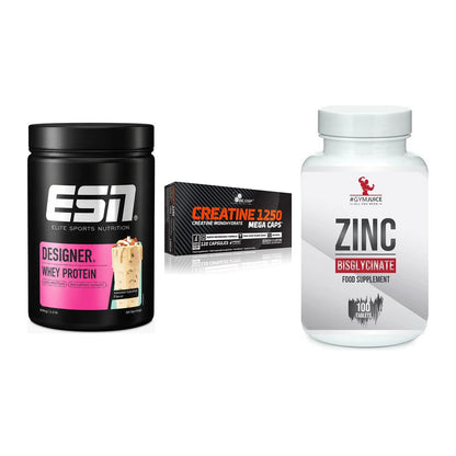 Einsteiger-Set: ESN Designer + Olimp Creatine + #GYMJUICE ZINC – alle enthaltenen Artikel