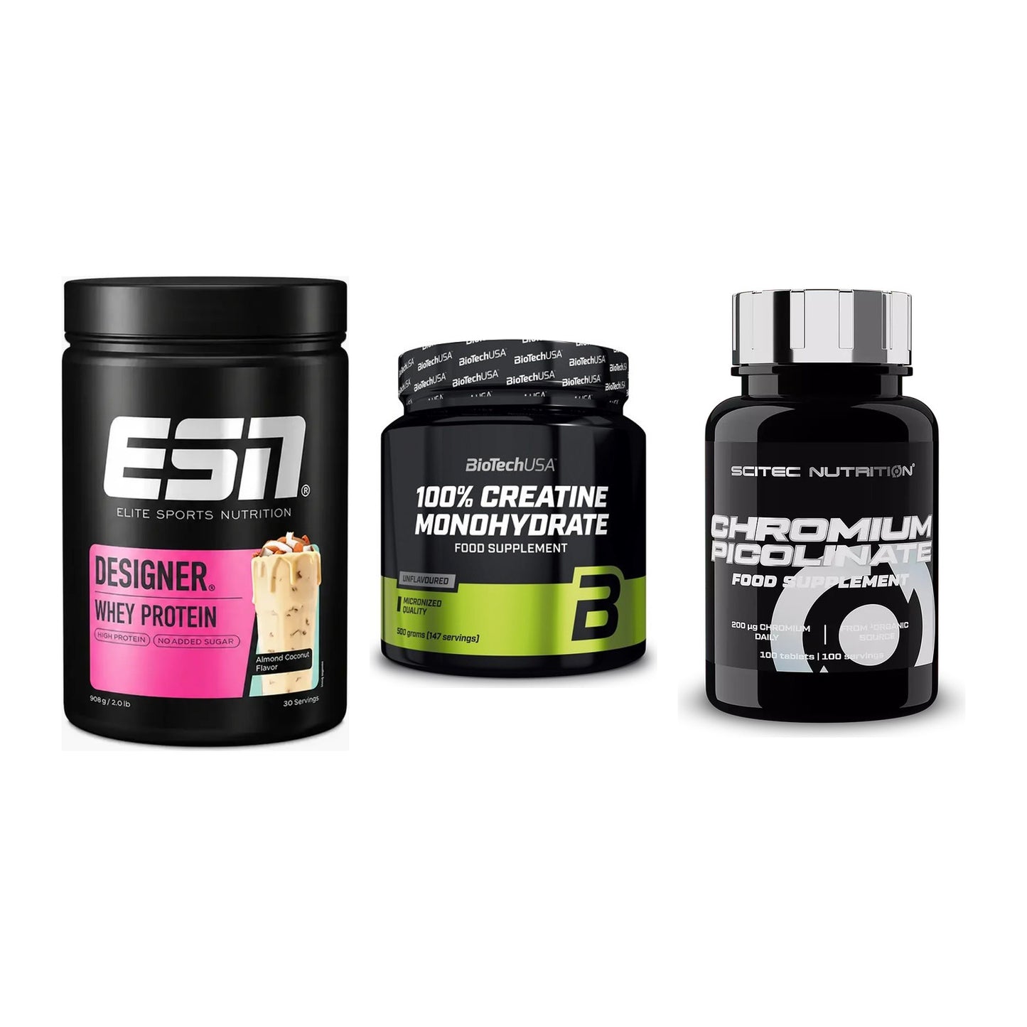 Einsteiger-Set: ESN Designer + BioTech Creatine + Scitec Chromium – alle enthaltenen Artikel