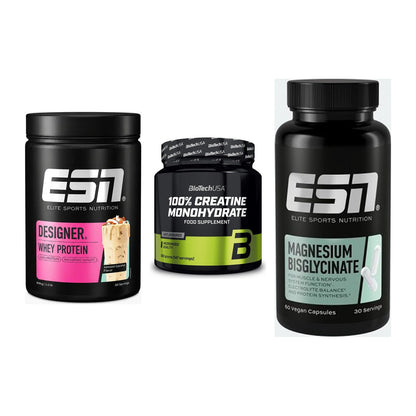 Einsteiger-Set: ESN Designer + BioTech Creatine + ESN Magnesium – alle enthaltenen Artikel