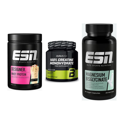 Einsteiger-Set: ESN Designer + BioTech Creatine + ESN Magnesium – alle enthaltenen Artikel