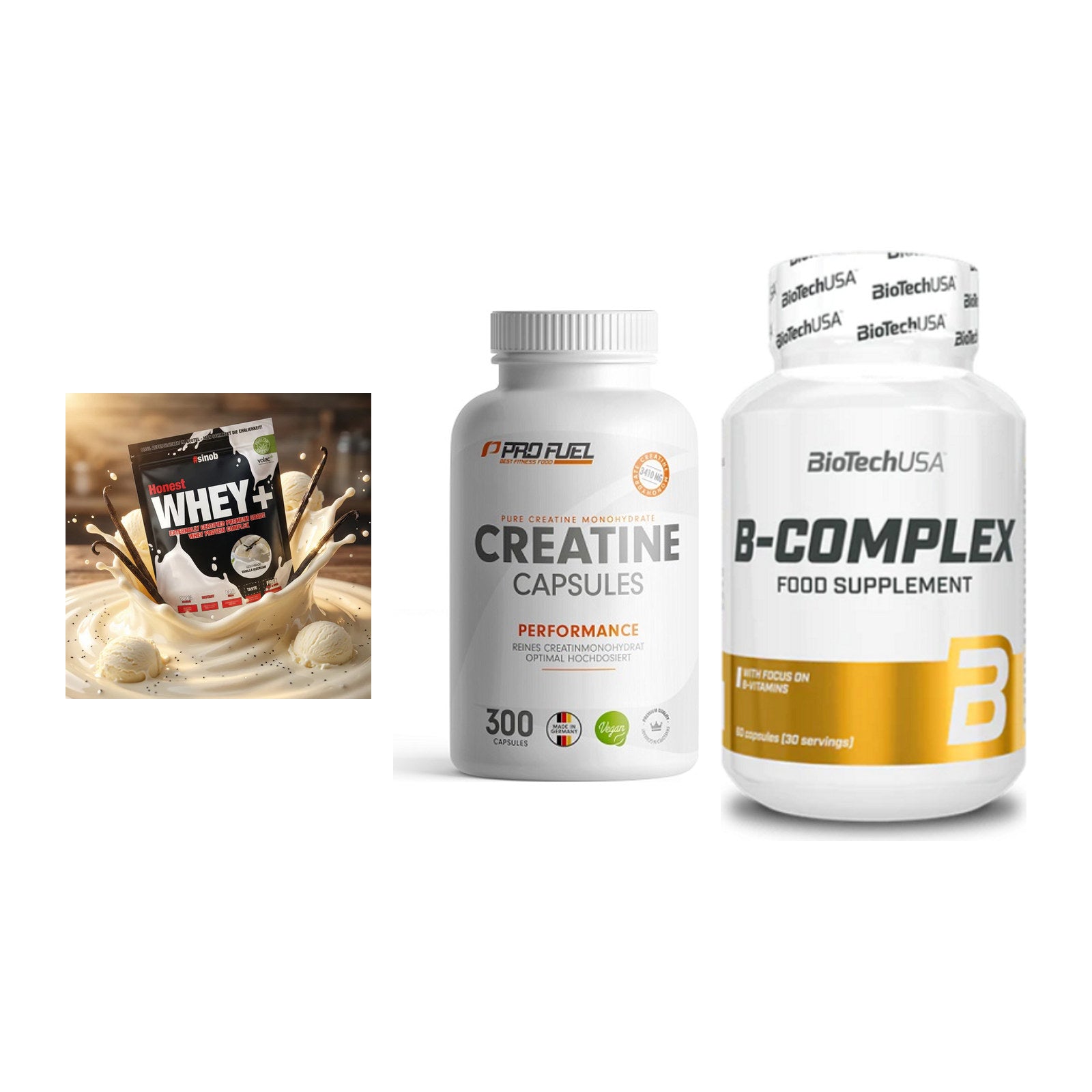 Einsteiger-Set: Sinob Honest + ProFuel Creatine + BioTech B – alle enthaltenen Artikel