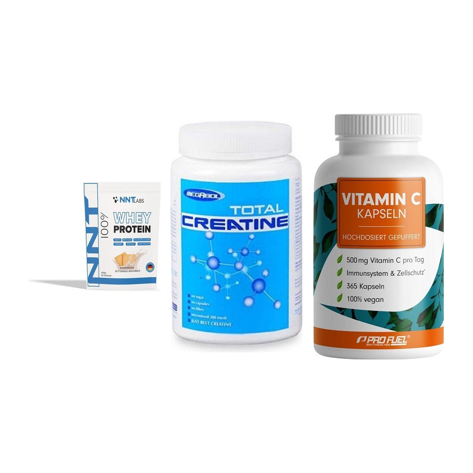Einsteiger-Set: NNT Whey + Megabol Total + ProFuel Vitamin – alle enthaltenen Artikel