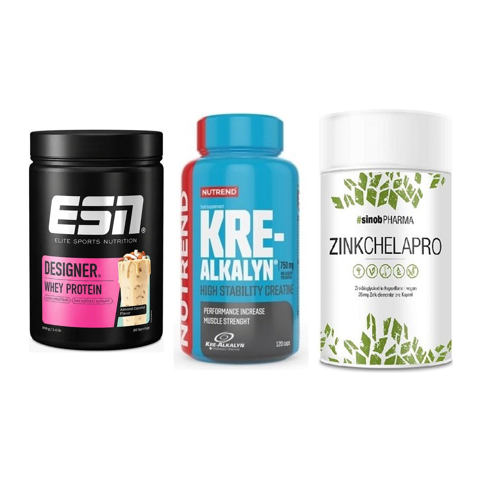Einsteiger-Set: ESN Designer + Nutrend Kre-Alka + Sinob Zink – alle enthaltenen Artikel