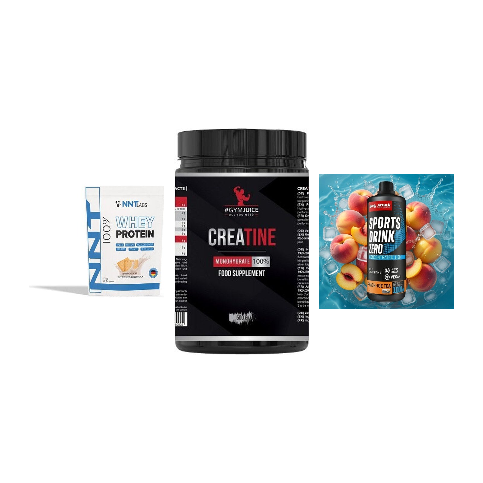 Einsteiger-Set: NNT Whey + #GYMJUICE + Body Attack – alle enthaltenen Artikel