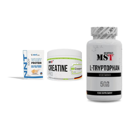 Einsteiger-Set: NNT Whey + MST Creatin Pro + MST Tryptophan – alle enthaltenen Artikel