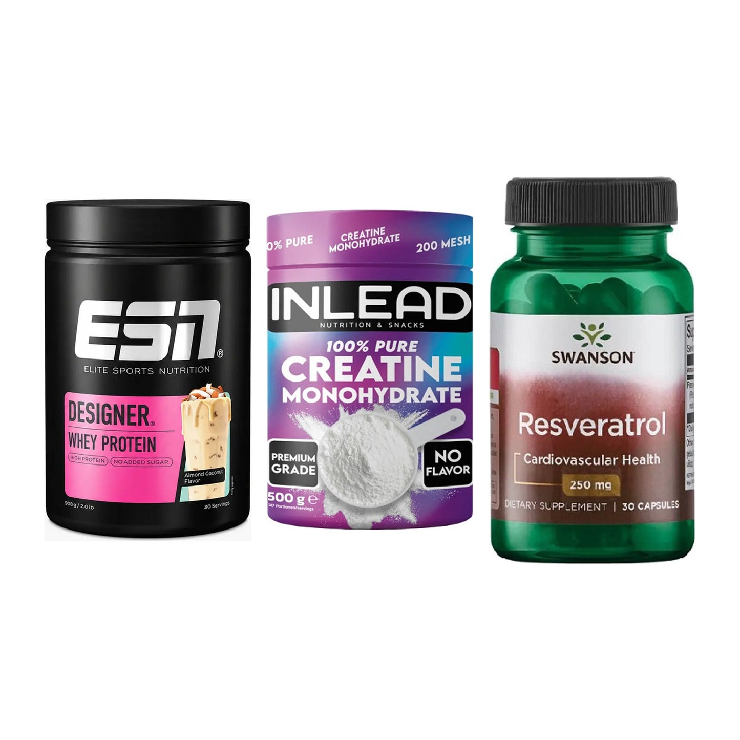 Einsteiger-Set: ESN Designer + INLEAD Creatine + Swanson Resverat – alle enthaltenen Artikel