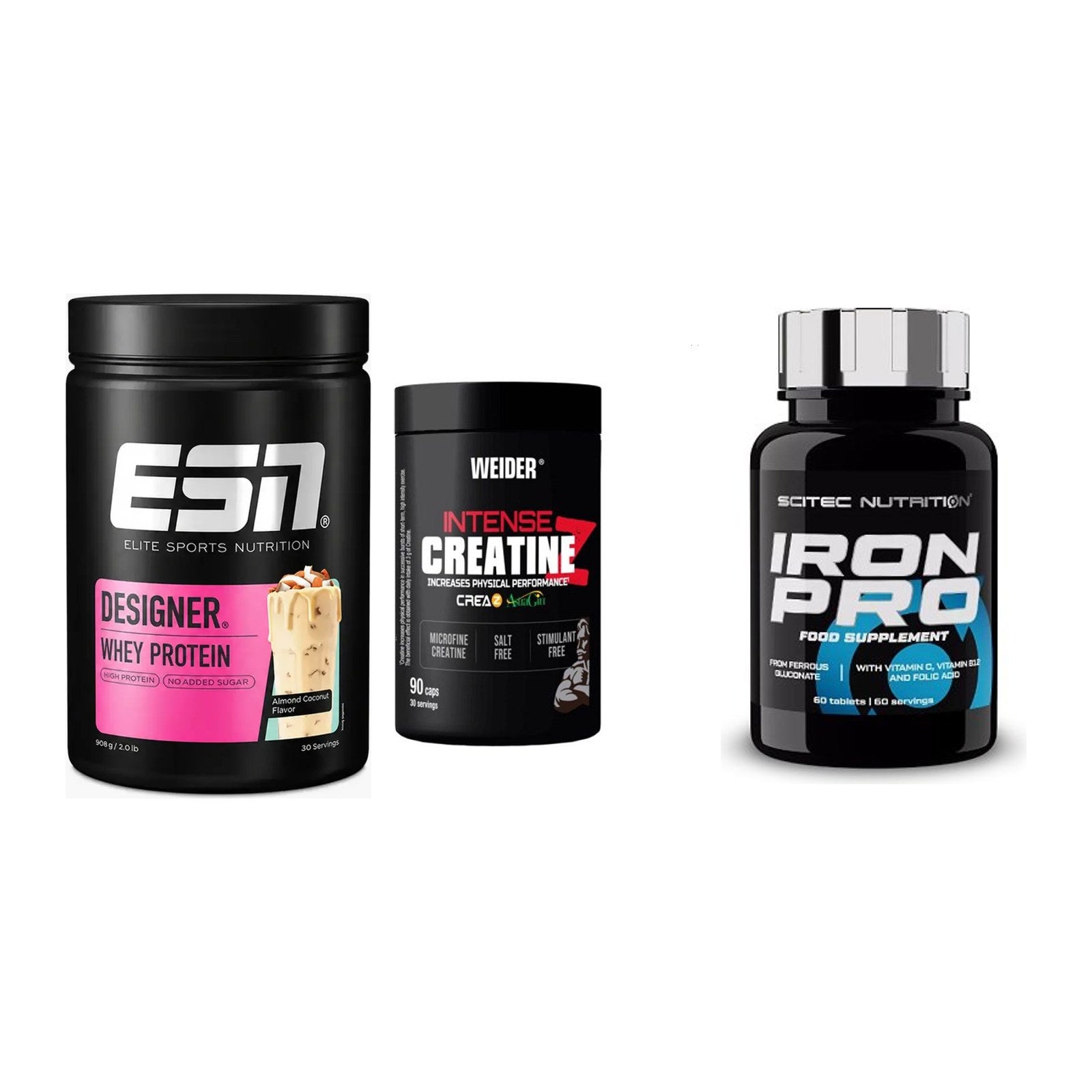 Einsteiger-Set: ESN Designer + Weider Intense + Scitec Iron Pro – alle enthaltenen Artikel