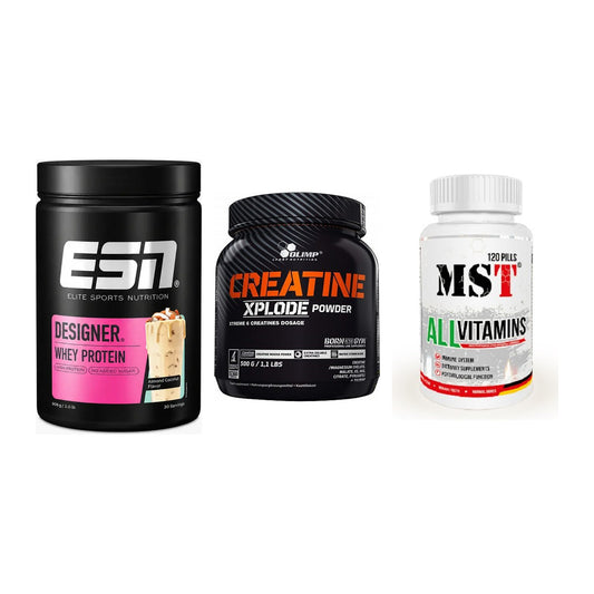Einsteiger-Set: ESN Designer + Olimp Creatine + MST All Vitamins – alle enthaltenen Artikel