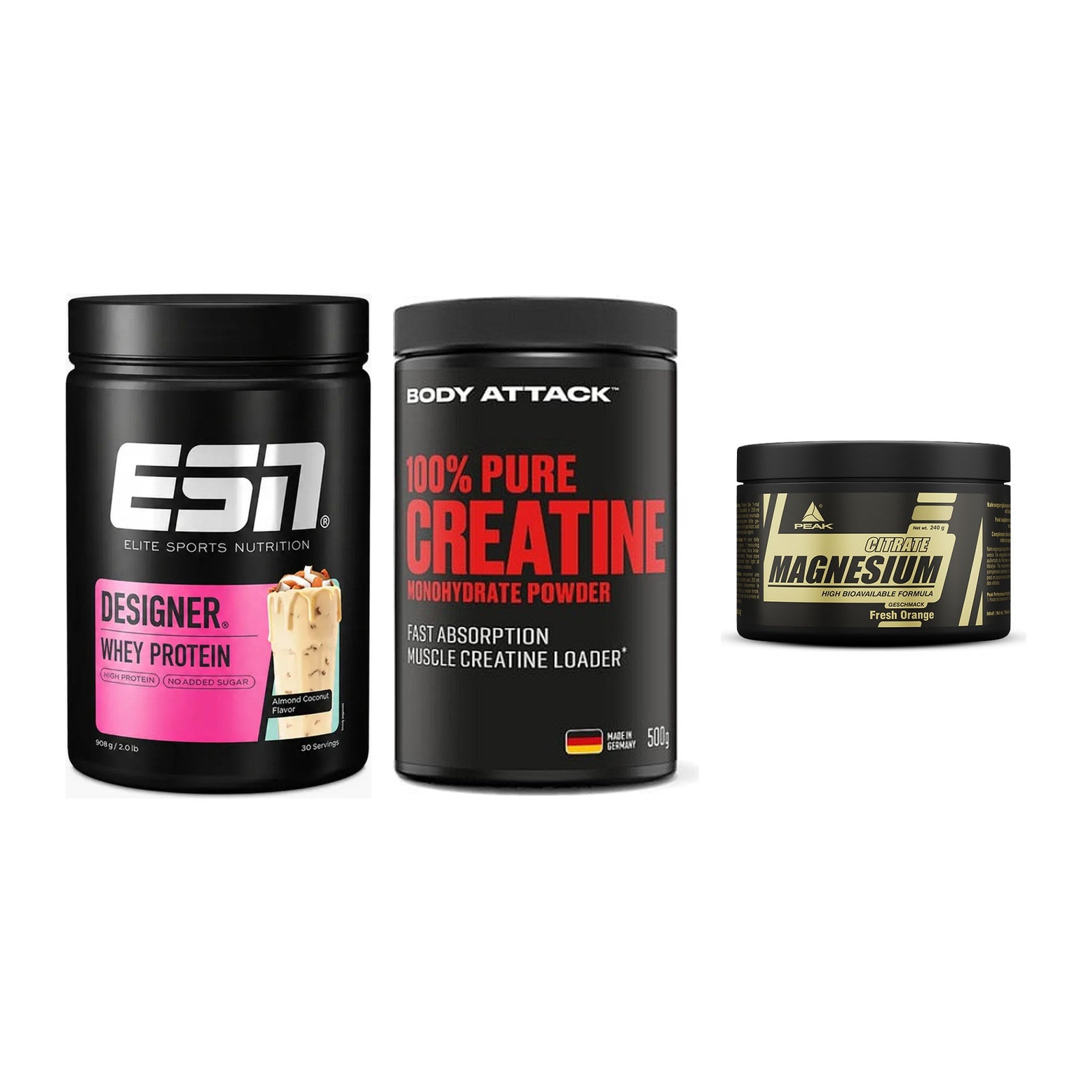 Einsteiger-Set: ESN Designer + Body Attack 100% + Peak Magnesium – alle enthaltenen Artikel