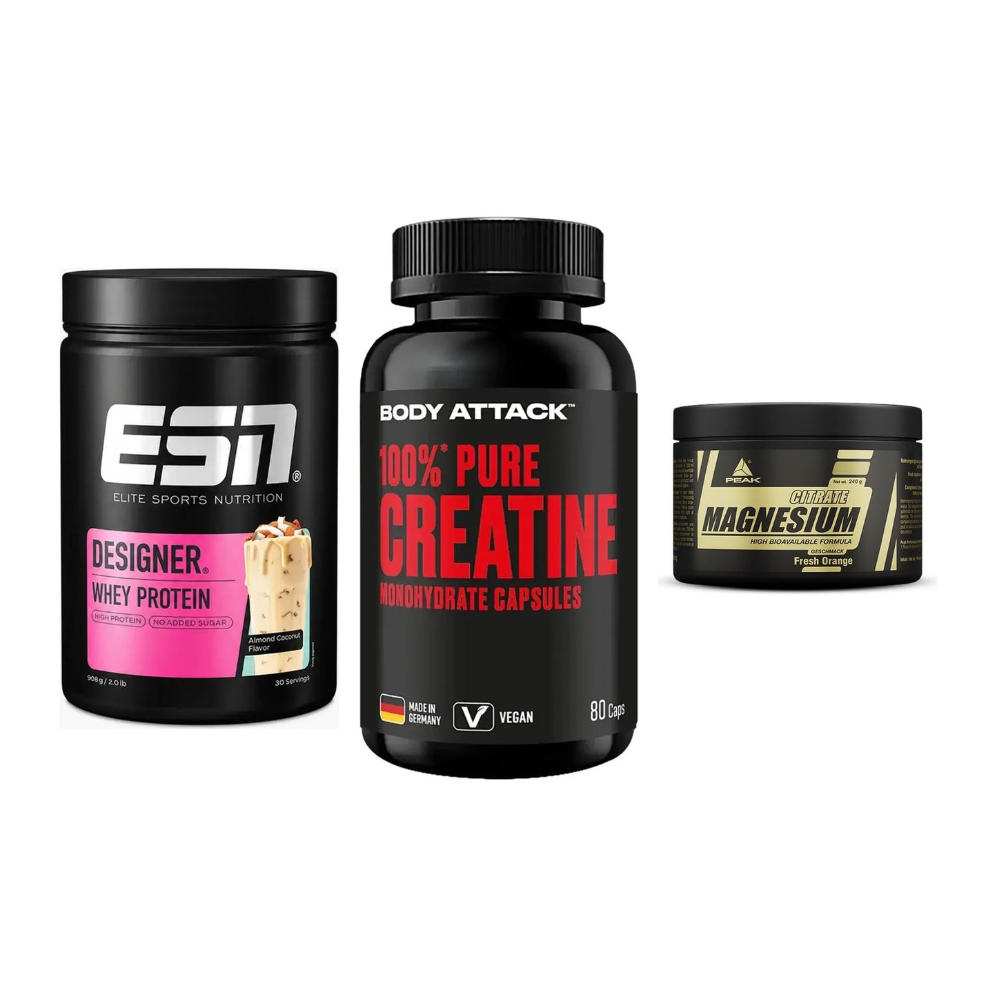 Einsteiger-Set: ESN Designer + Body Attack 100% + Peak Magnesium – alle enthaltenen Artikel