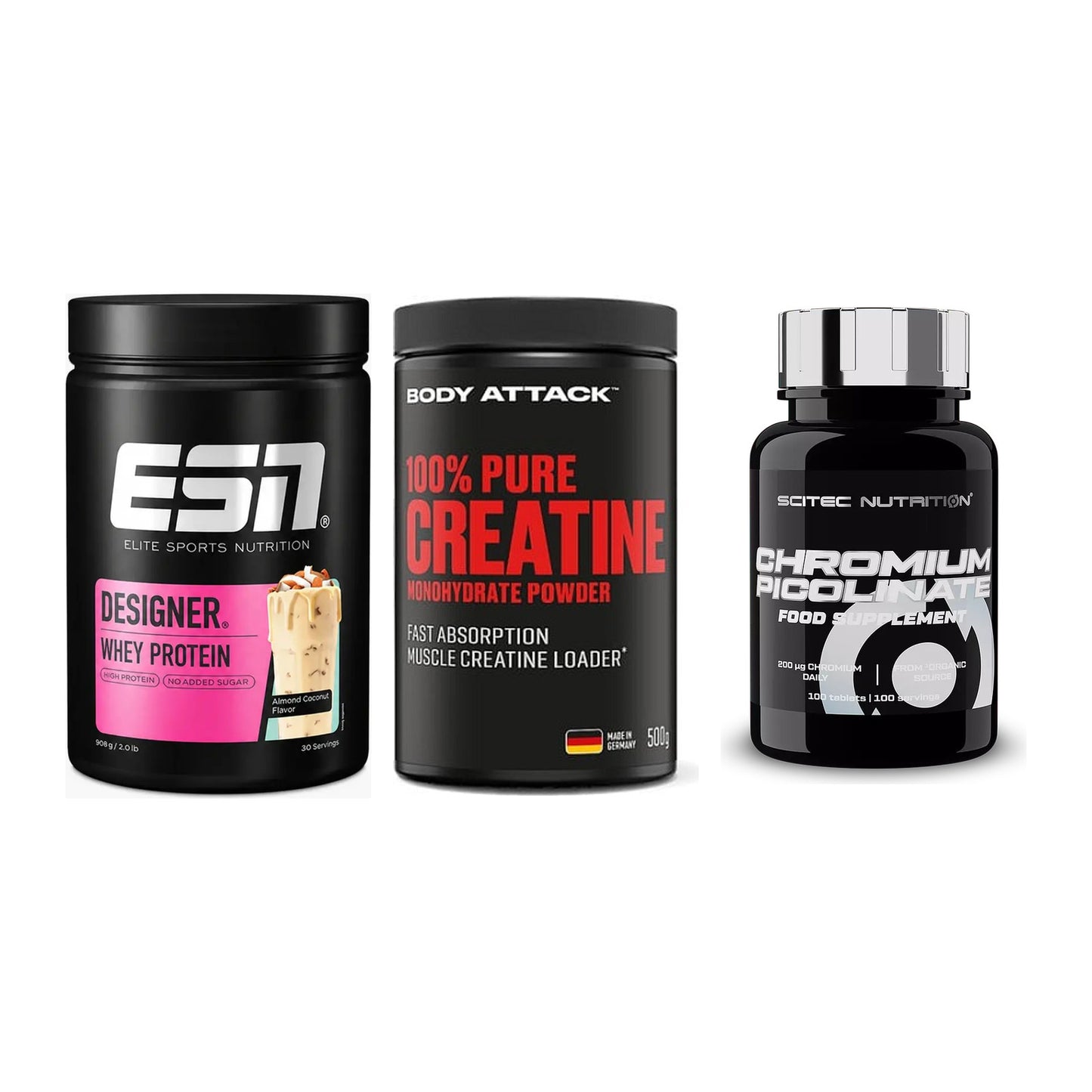 Einsteiger-Set: ESN Designer + Body Attack 100% + Scitec Chromium – alle enthaltenen Artikel