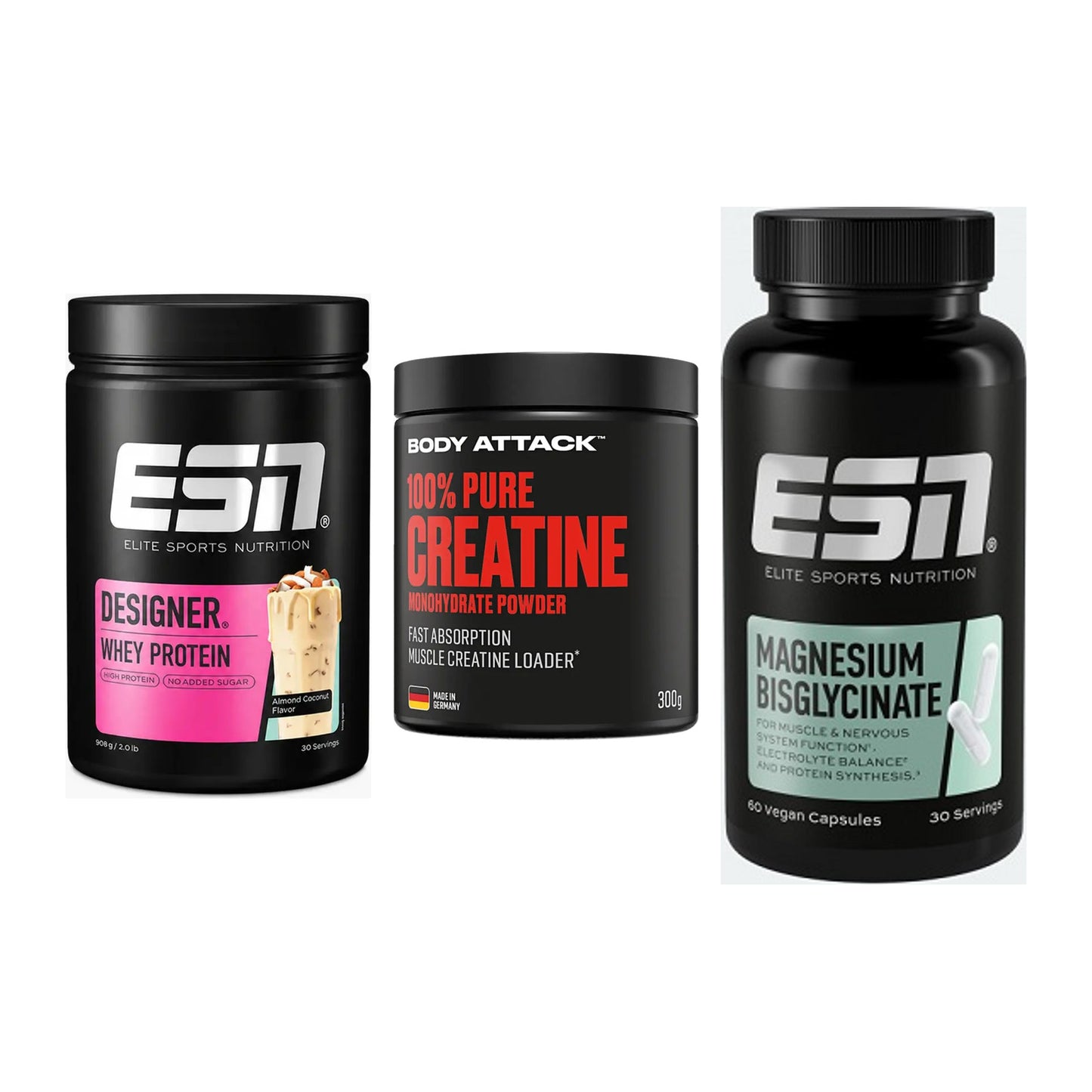 Einsteiger-Set: ESN Designer + Body Attack 100% + ESN Magnesium – alle enthaltenen Artikel