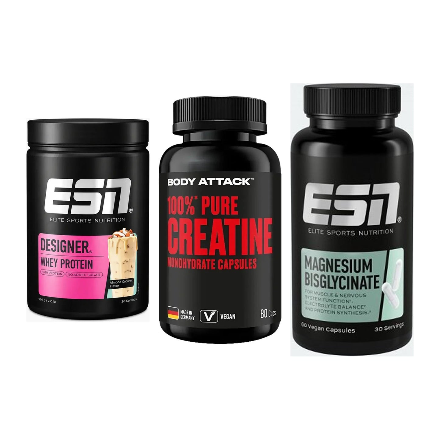 Einsteiger-Set: ESN Designer + Body Attack 100% + ESN Magnesium – alle enthaltenen Artikel