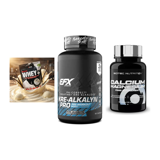 Einsteiger-Set: Sinob Honest + EFX Kre-Alkalyn + Scitec Calcium – alle enthaltenen Artikel