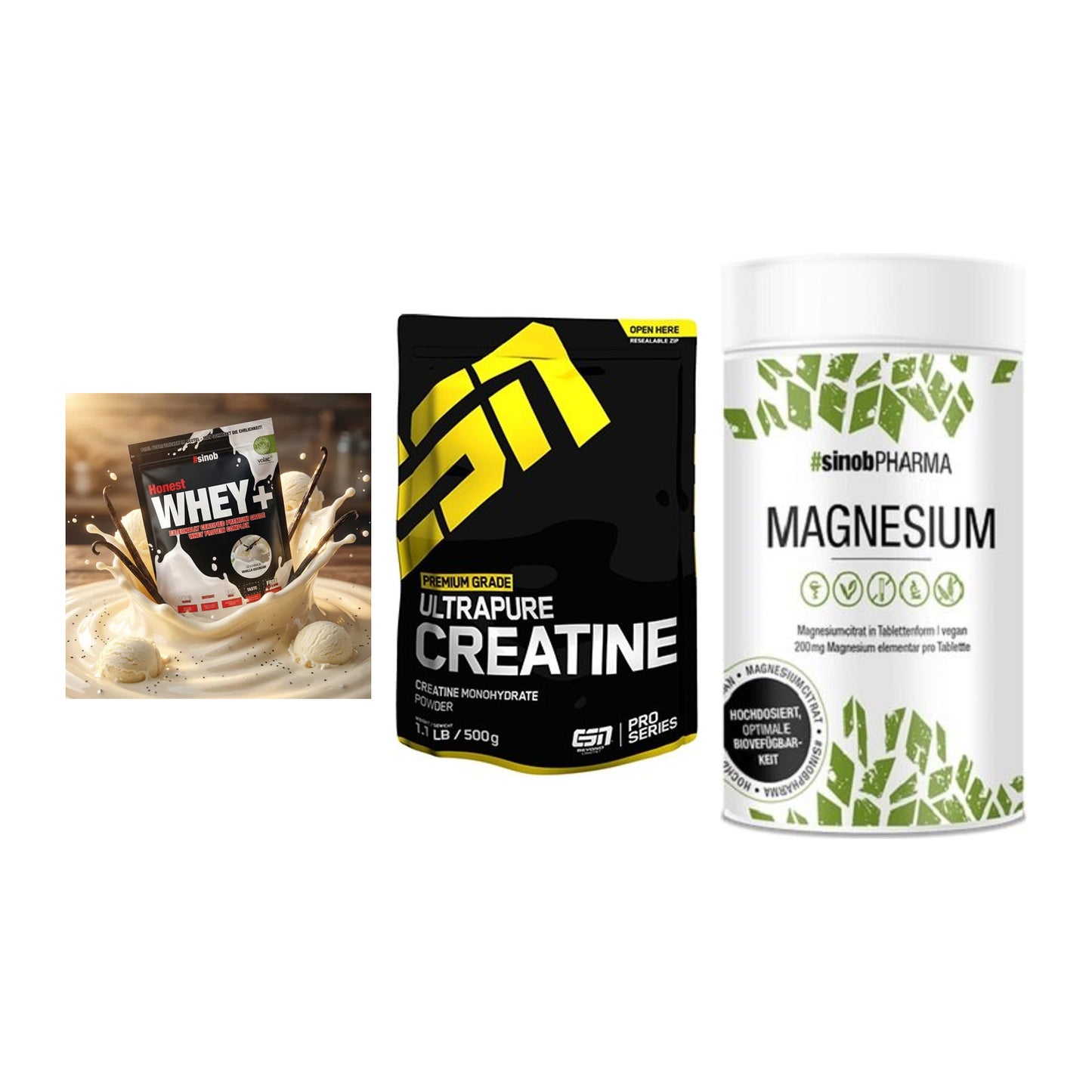 Einsteiger-Set: Sinob Honest + ESN Ultrapure + Sinob Magnesium – alle enthaltenen Artikel