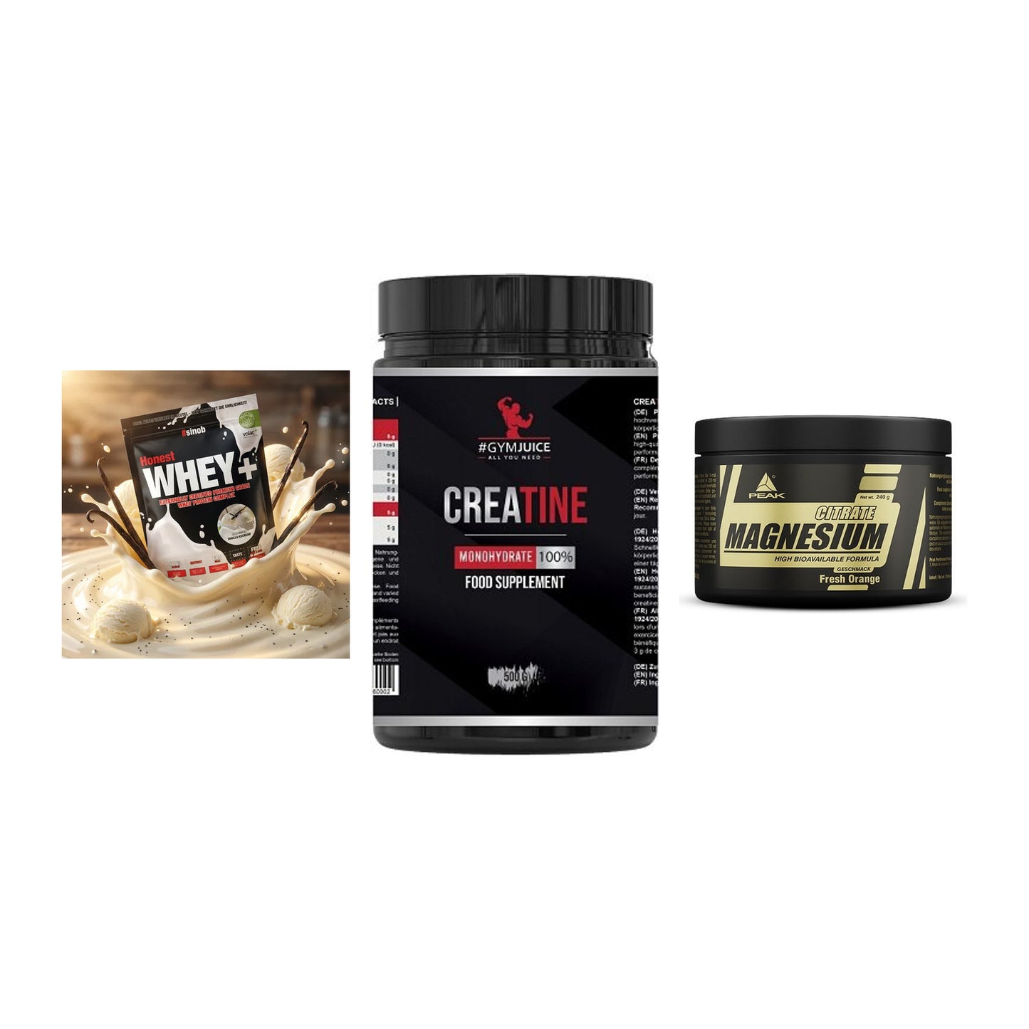 Einsteiger-Set: Sinob Honest + #GYMJUICE + Peak Magnesium – alle enthaltenen Artikel