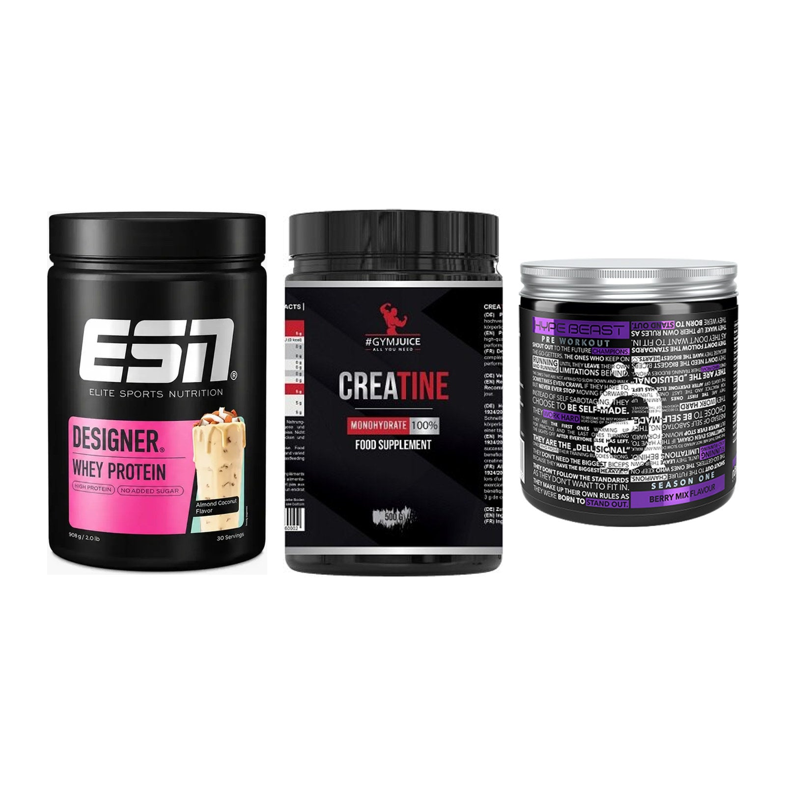 Einsteiger-Set: ESN Designer + #GYMJUICE + Nanosupps Hype – alle enthaltenen Artikel