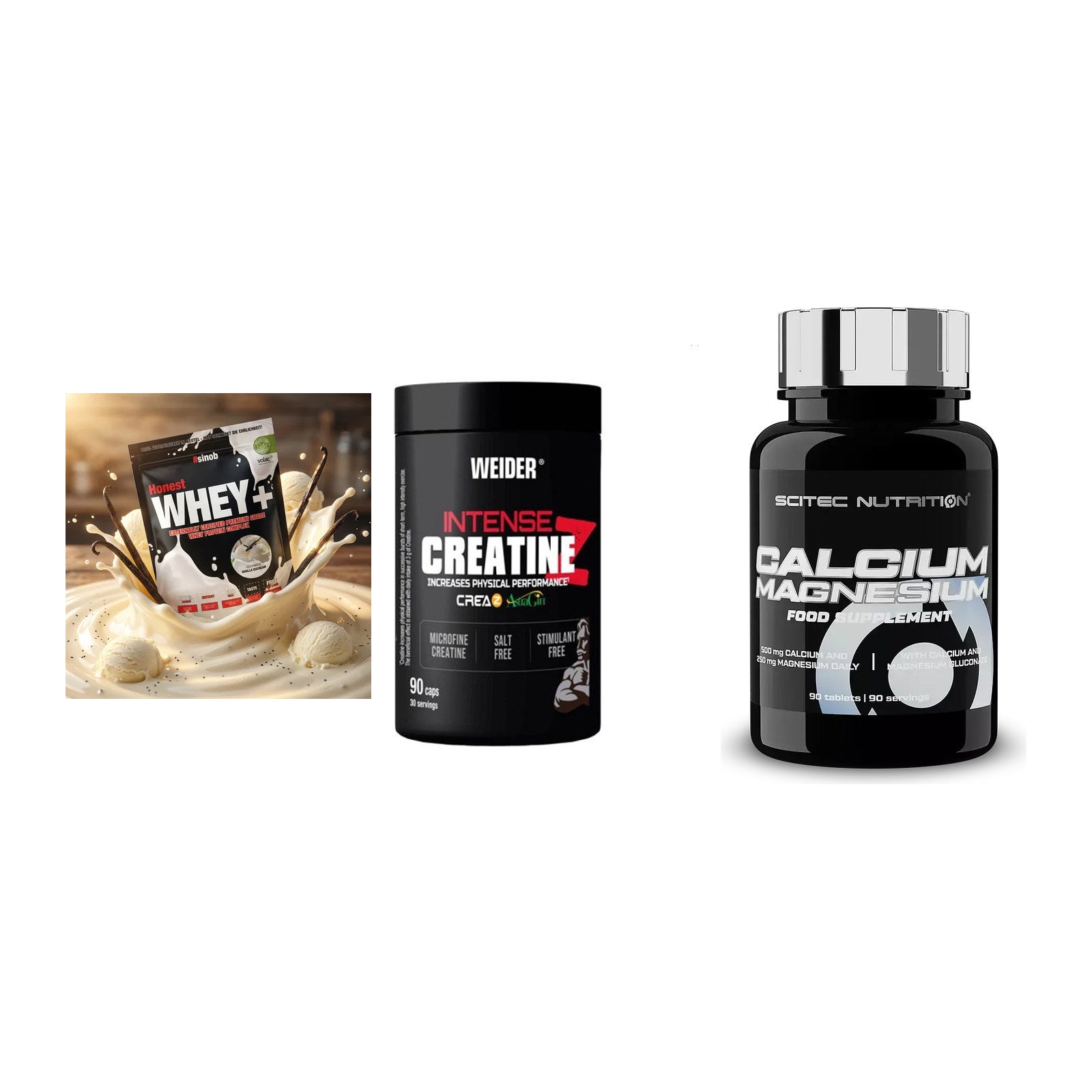 Einsteiger-Set: Sinob Honest + Weider Intense + Scitec Calcium – alle enthaltenen Artikel