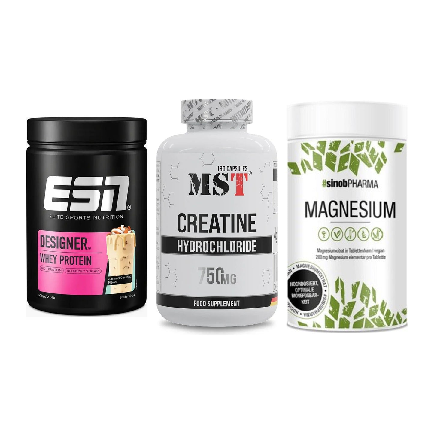 Einsteiger-Set: ESN Designer + MST Creatine HCL + Sinob Magnesium – alle enthaltenen Artikel