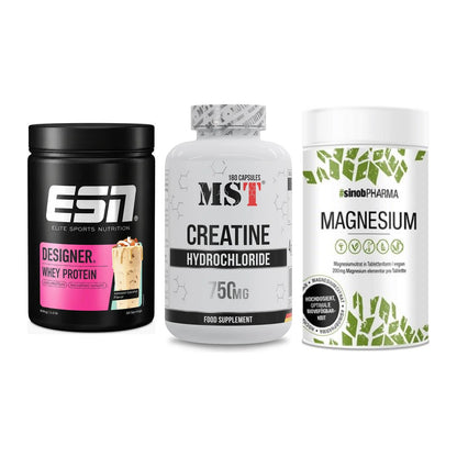 Einsteiger-Set: ESN Designer + MST Creatine HCL + Sinob Magnesium – alle enthaltenen Artikel