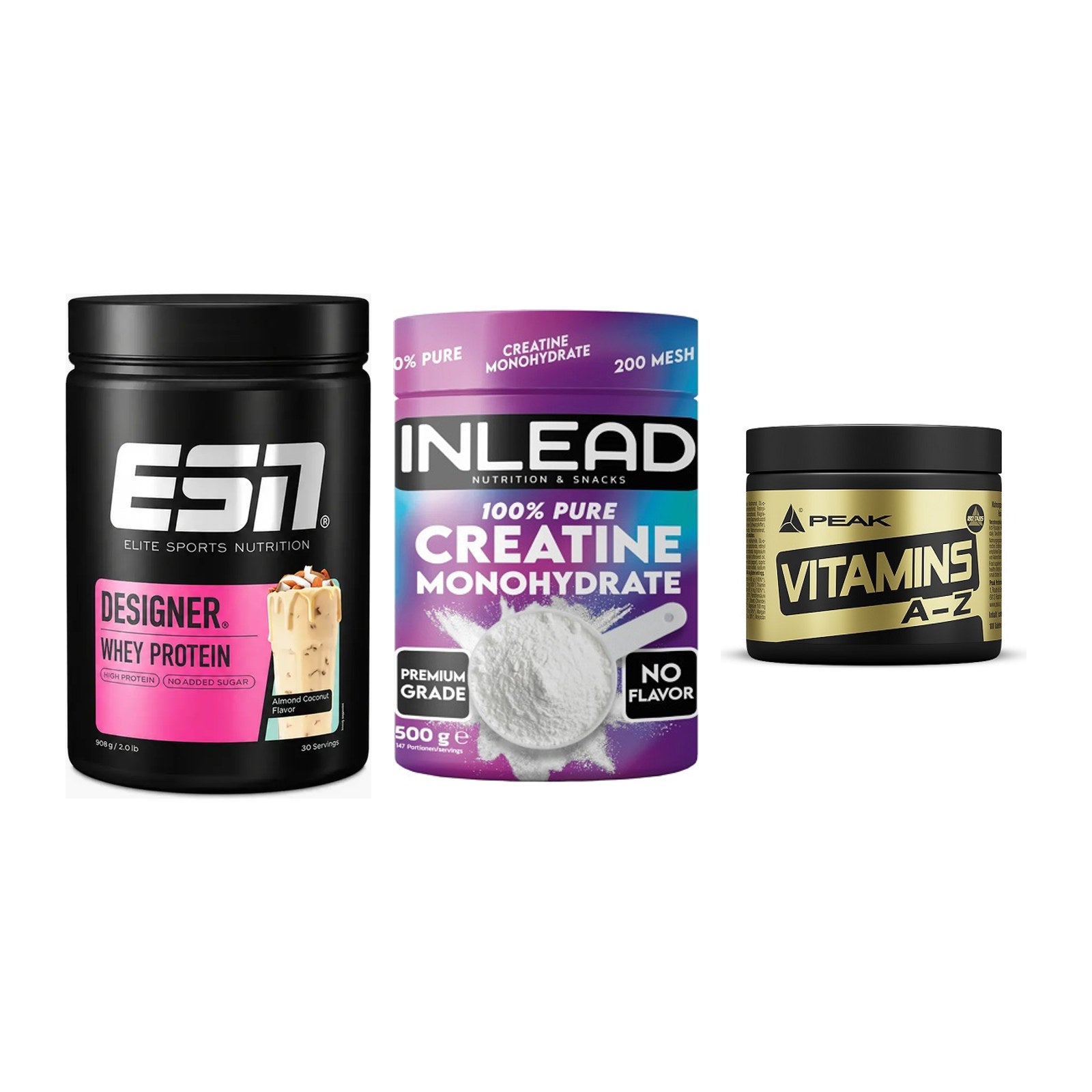 Einsteiger-Set: ESN Designer + INLEAD Creatine + Peak Vitamin A-Z – alle enthaltenen Artikel