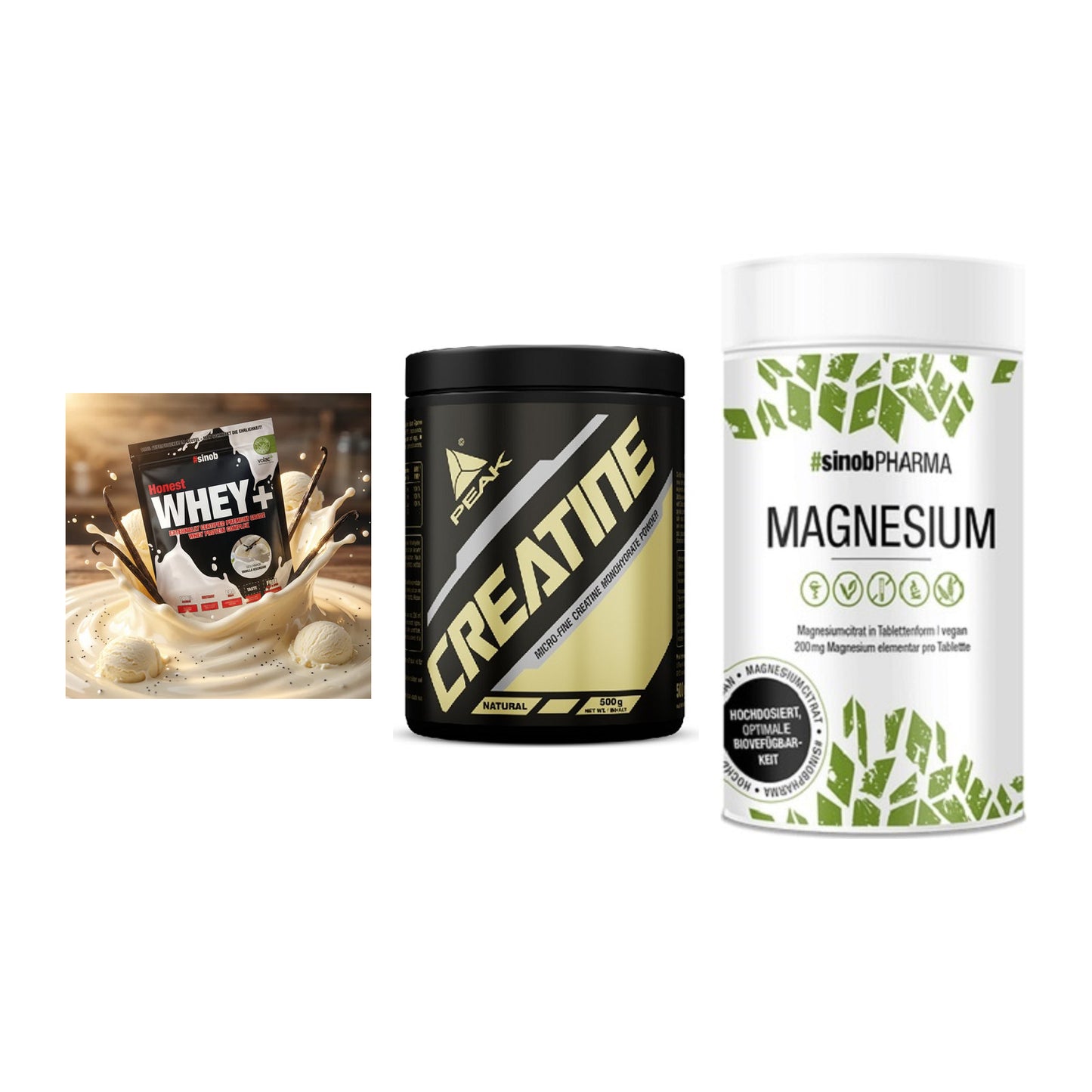 Einsteiger-Set: Sinob Honest + Peak Creatin + Sinob Magnesium – alle enthaltenen Artikel