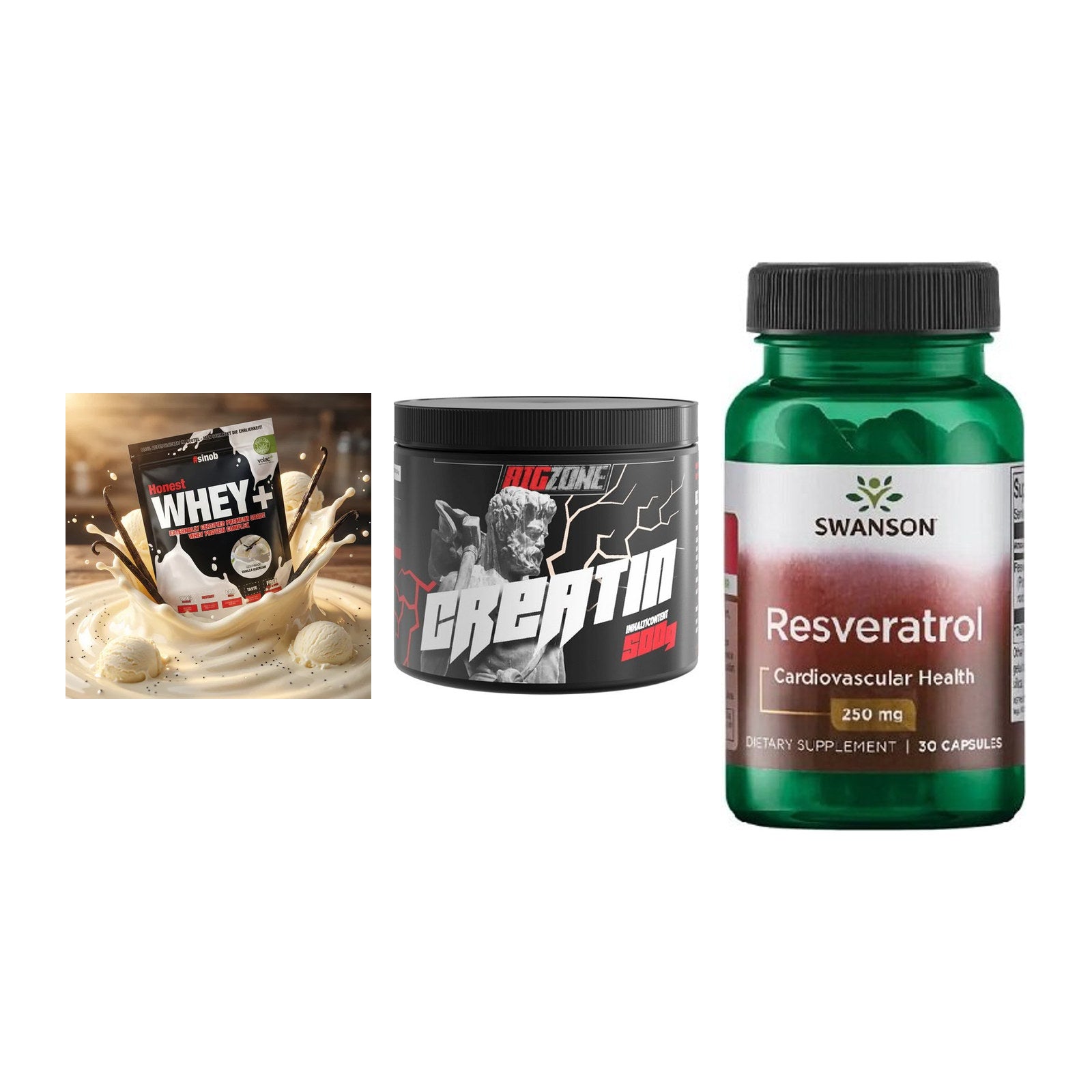 Einsteiger-Set: Sinob Honest + Big Zone Creatin + Swanson Resverat – alle enthaltenen Artikel