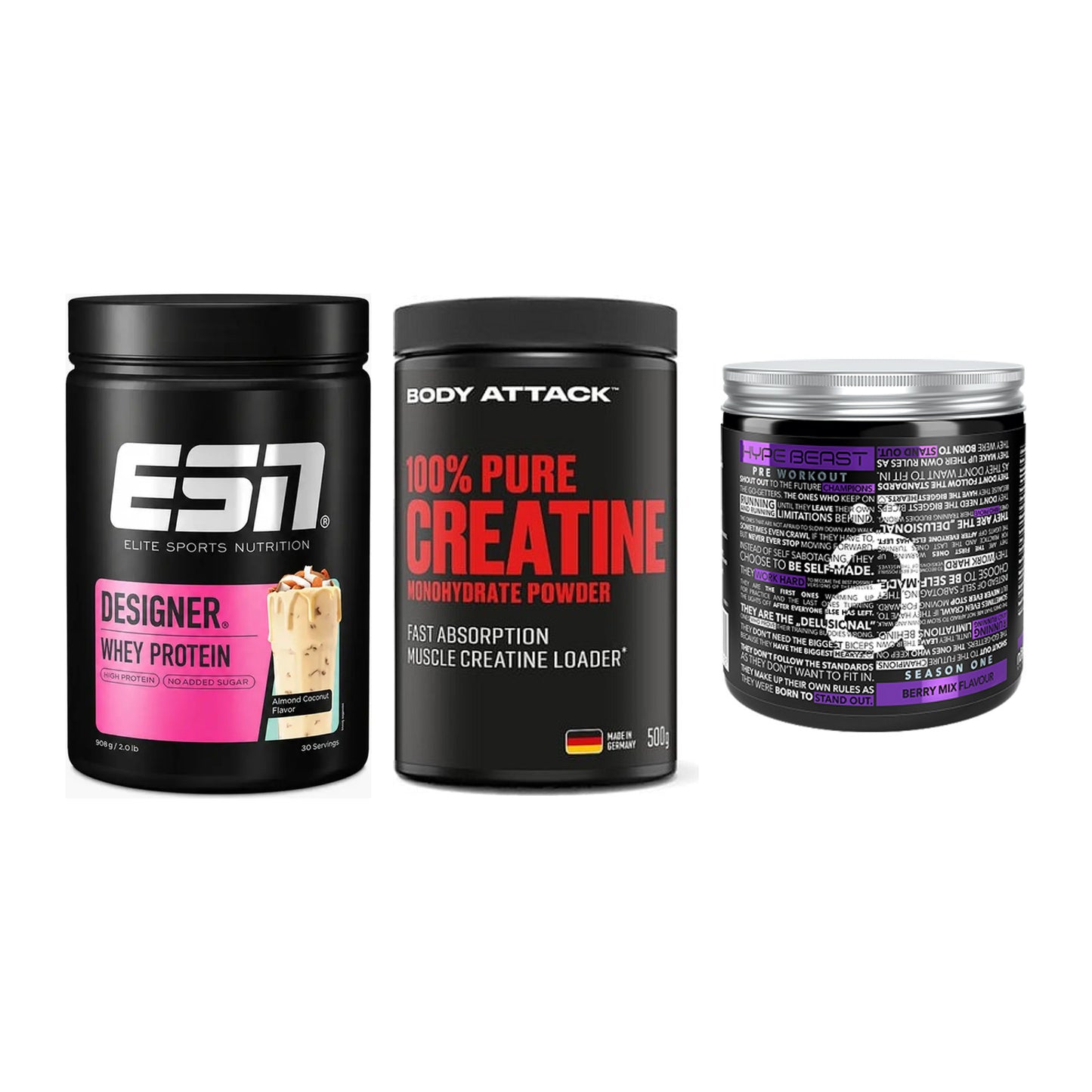 Einsteiger-Set: ESN Designer + Body Attack 100% + Nanosupps Hype – alle enthaltenen Artikel